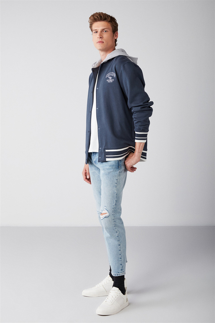LEON Örme Oversize Lacivert  Sweatshirt