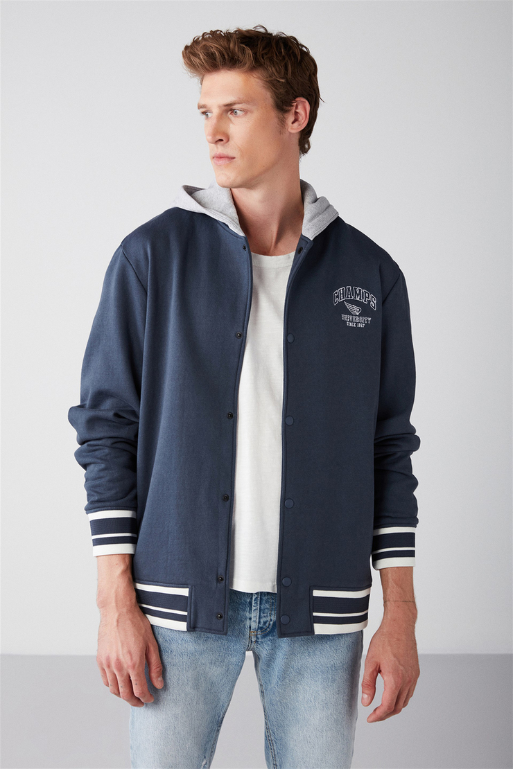 LEON Örme Oversize Lacivert  Sweatshirt