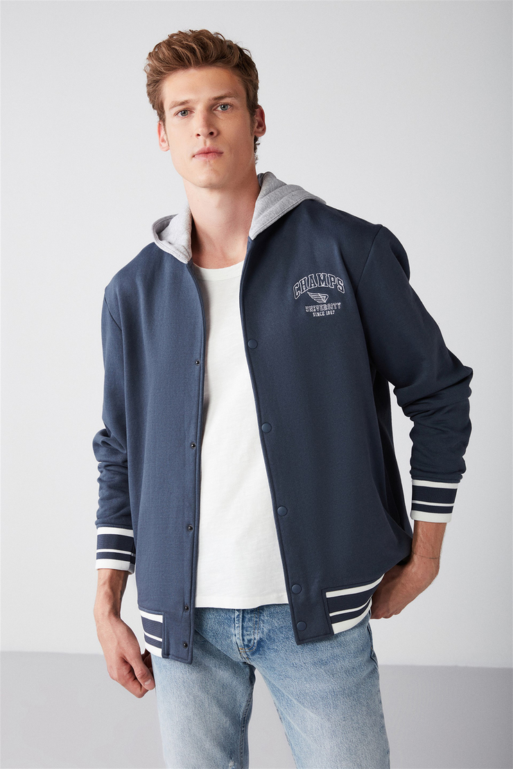 LEON Örme Oversize Lacivert  Sweatshirt