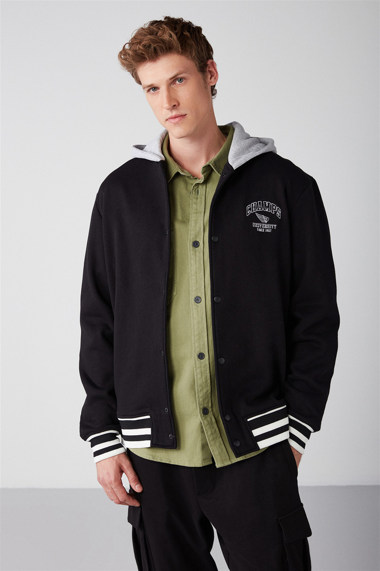 LEON Örme Oversize Siyah  Sweatshirt
