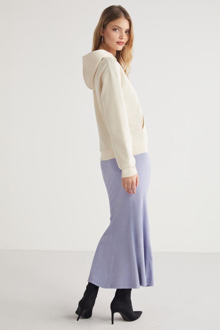 LETICIA  Relaxed Ekru Tekli Sweatshirt