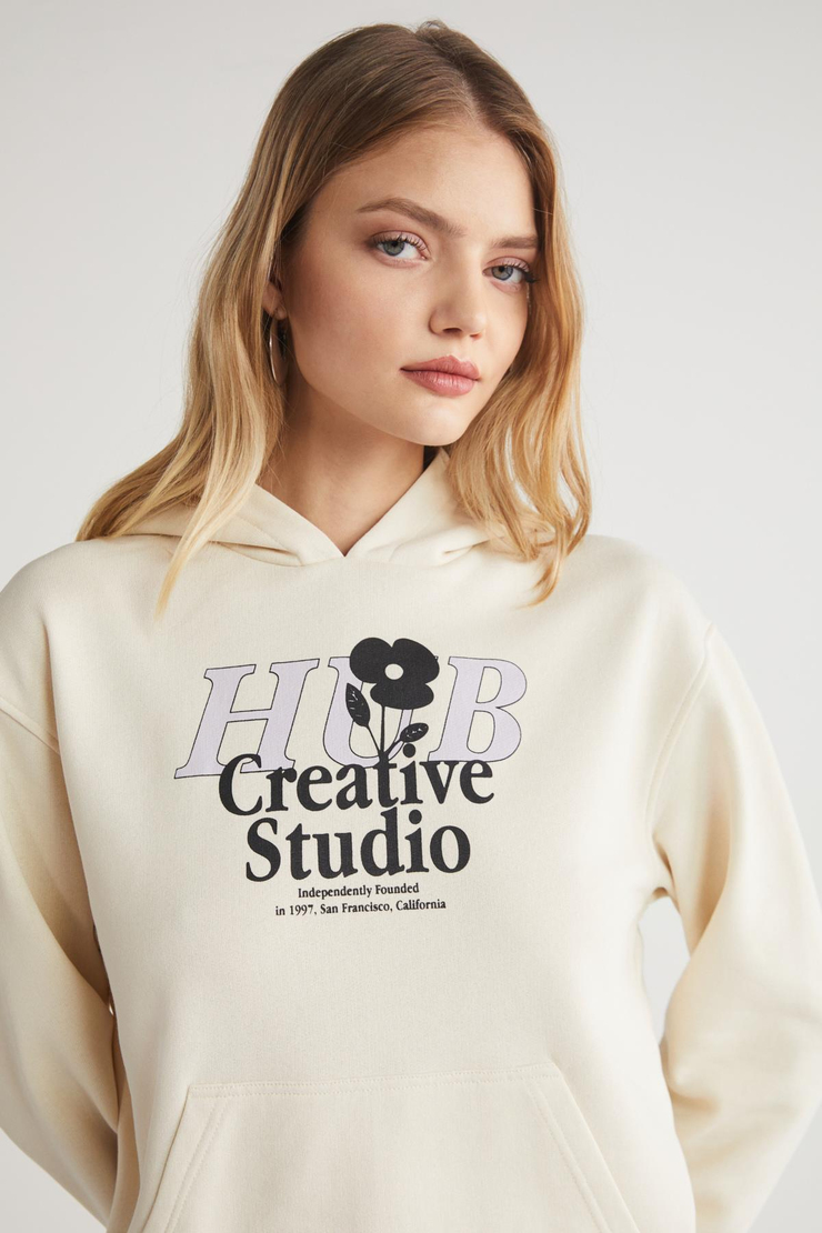 LETICIA  Relaxed Ekru Tekli Sweatshirt