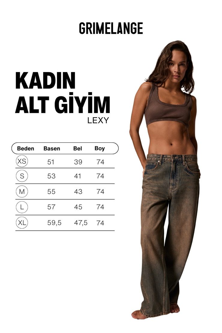 LEXY Kadın Standart Bel Baggy Balon Jean Sarı Tint Pantolon