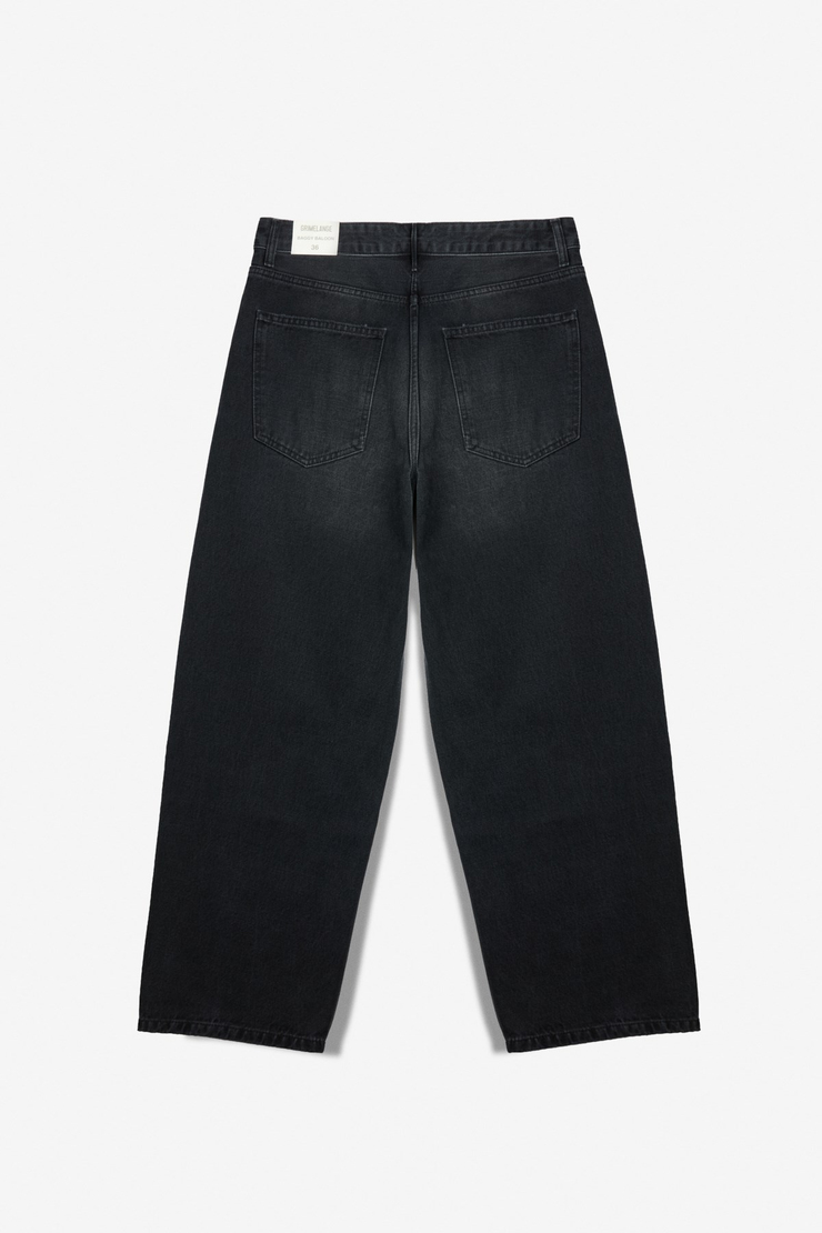 LEXY Kadın Standart Bel Baggy Balon Jean Siyah Pantolon