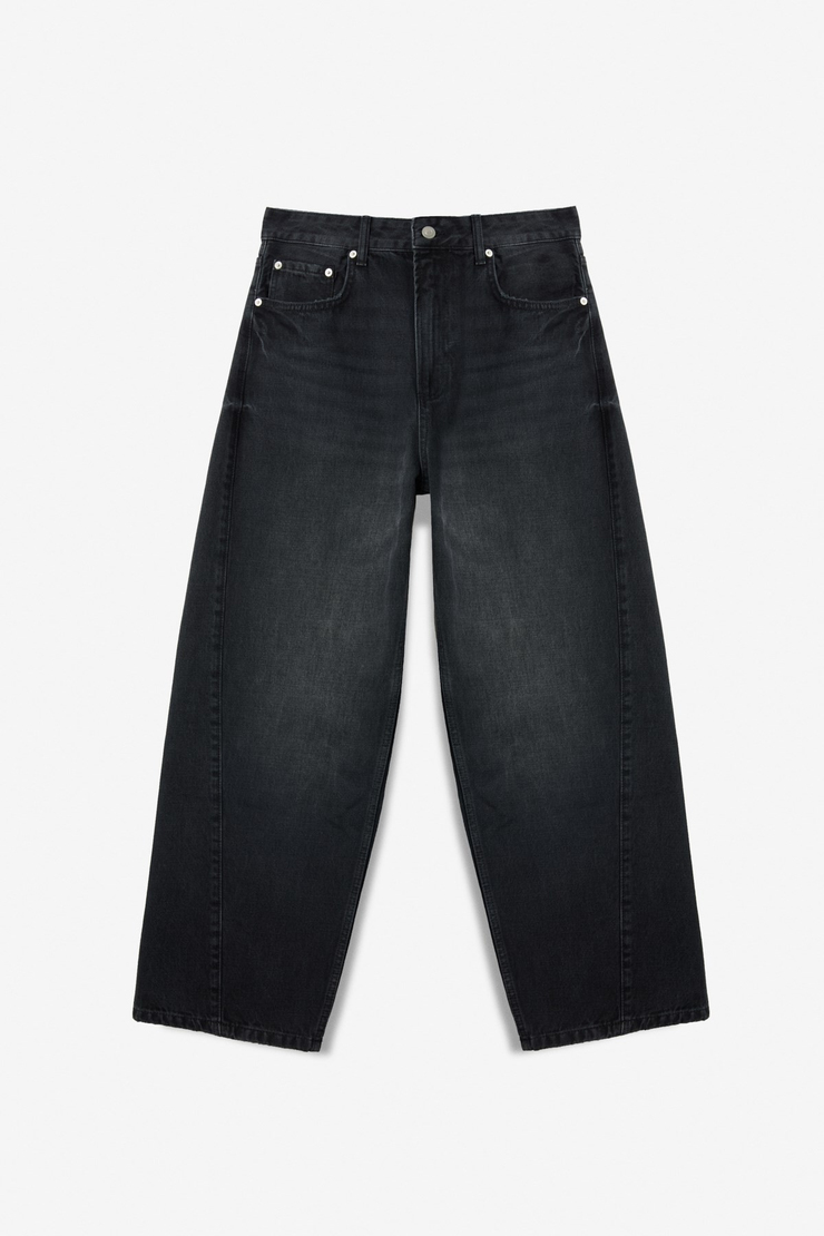 LEXY Kadın Standart Bel Baggy Balon Jean Siyah Pantolon