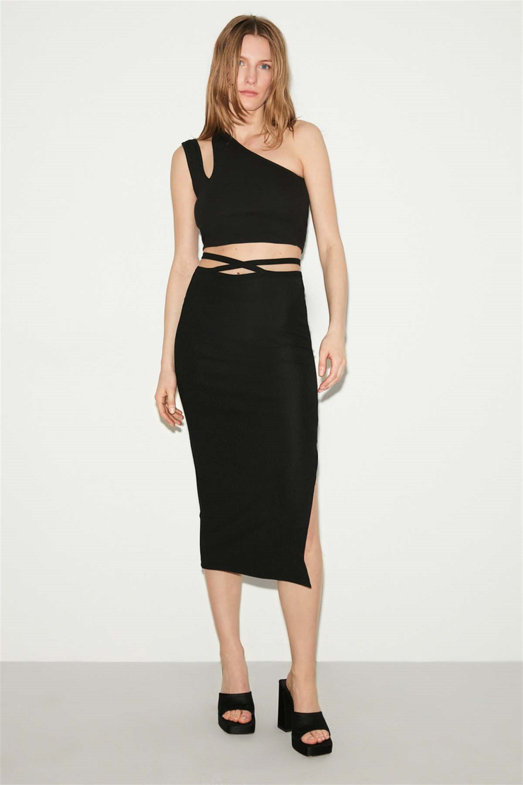 LİANA Örme Slim Fit Siyah  Bluz