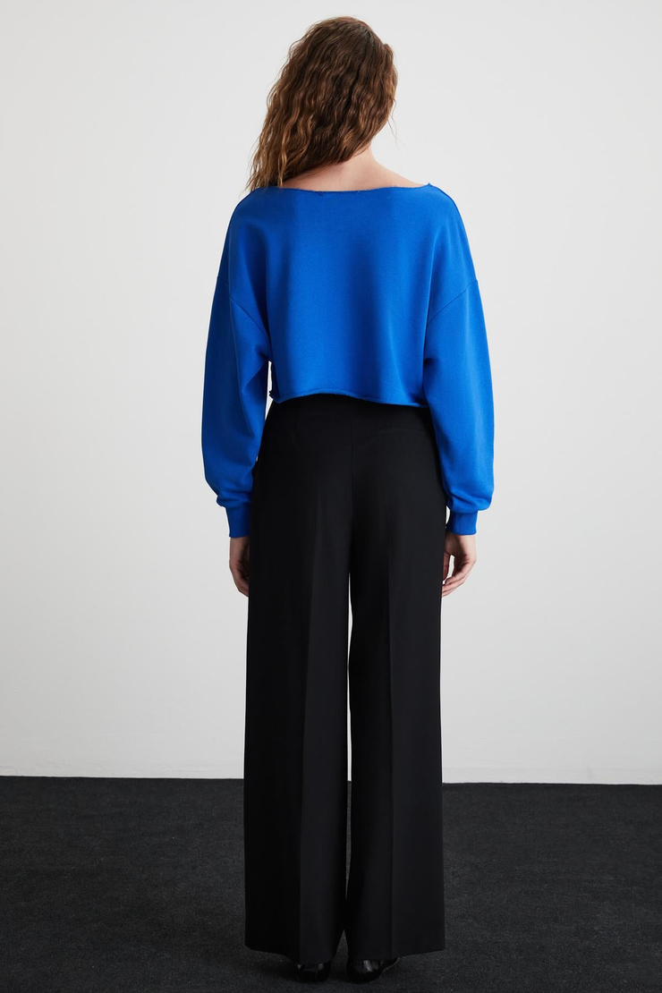 LIGIA Basic Regular Koyu Mavi Tekli Bluz