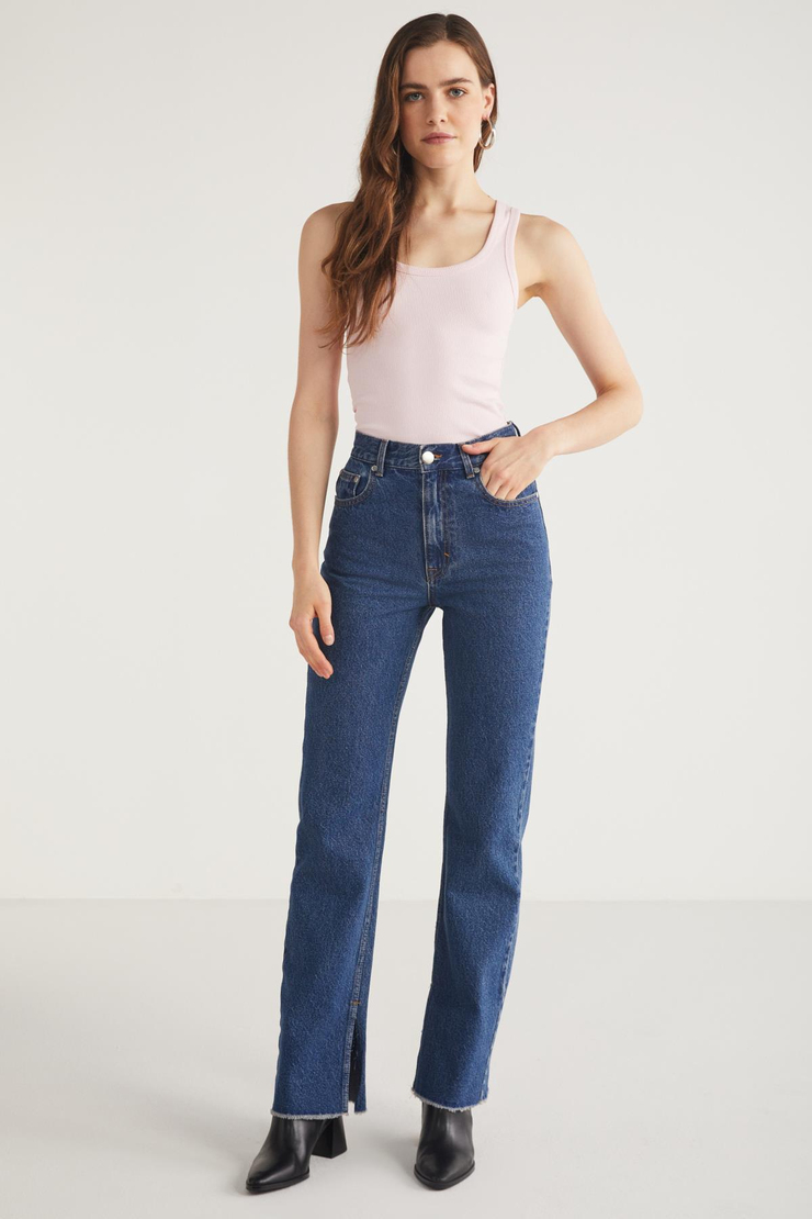 LILLESOL Kadın Fitilli Görünümlü Slim Fit Vücuda Oturan Havuz Yakalı Pamuklu Basic Pembe Atlet