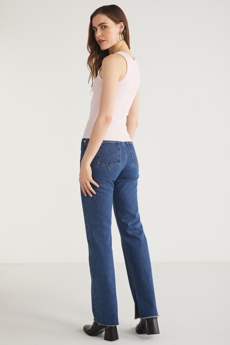 LILLESOL Kadın Fitilli Görünümlü Slim Fit Vücuda Oturan Havuz Yakalı Pamuklu Basic Pembe Atlet