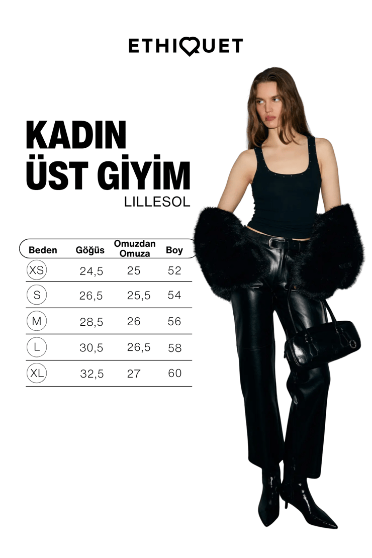 LILLESOL STARLIT Kadın Yumuşak Ve Esnek Kumaşlı Organik Pamuklu Taşlı Siyah Atlet