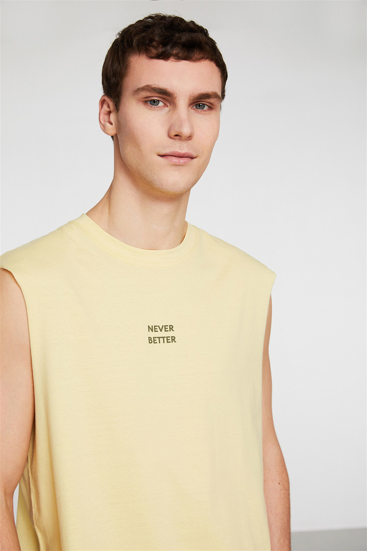 LIMELIGHT Erkek Sarı Baskılı Yuvarlak Yaka Comfort Fit T-Shirt