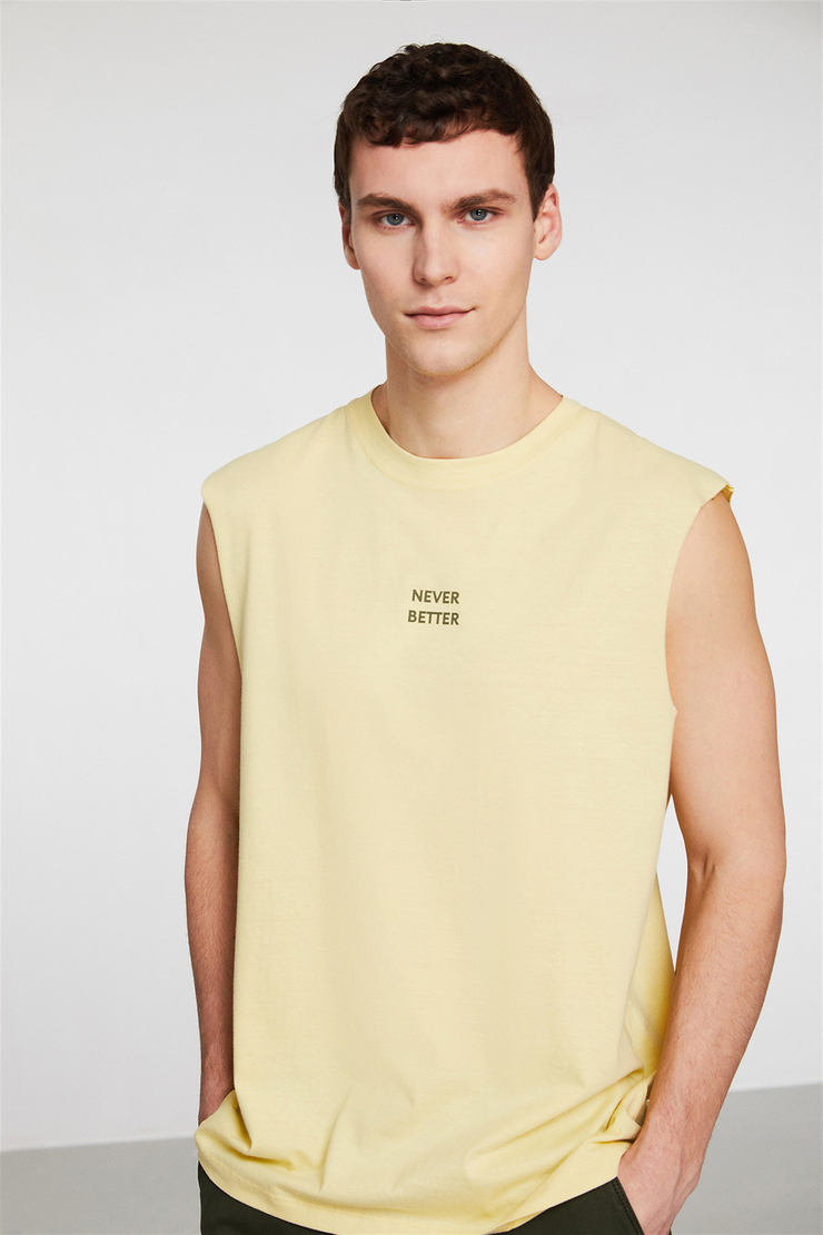 LIMELIGHT Erkek Sarı Baskılı Yuvarlak Yaka Comfort Fit T-Shirt