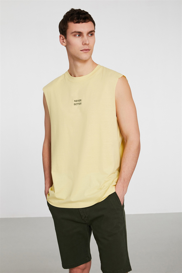 LIMELIGHT Erkek Sarı Baskılı Yuvarlak Yaka Comfort Fit T-Shirt