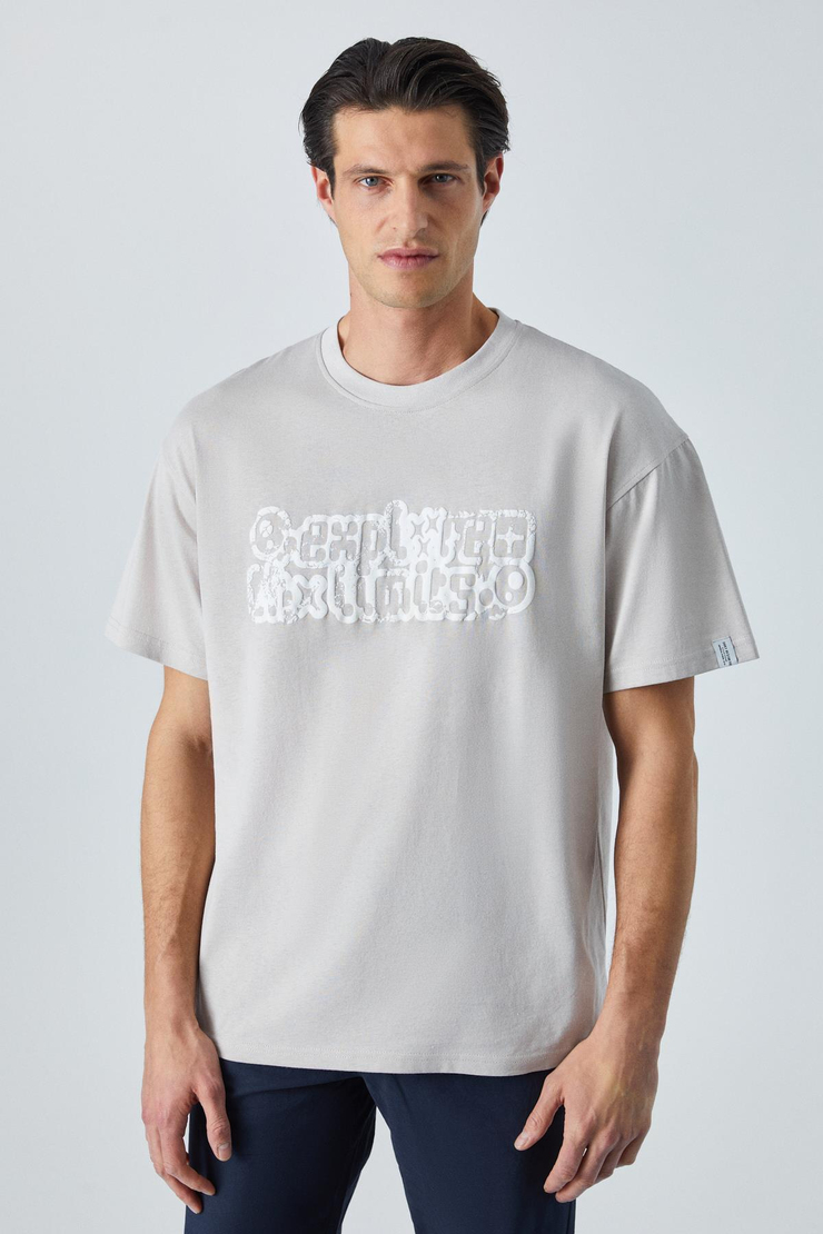 LIMITS Erkek Oversize Fit Gri T-Shirt
