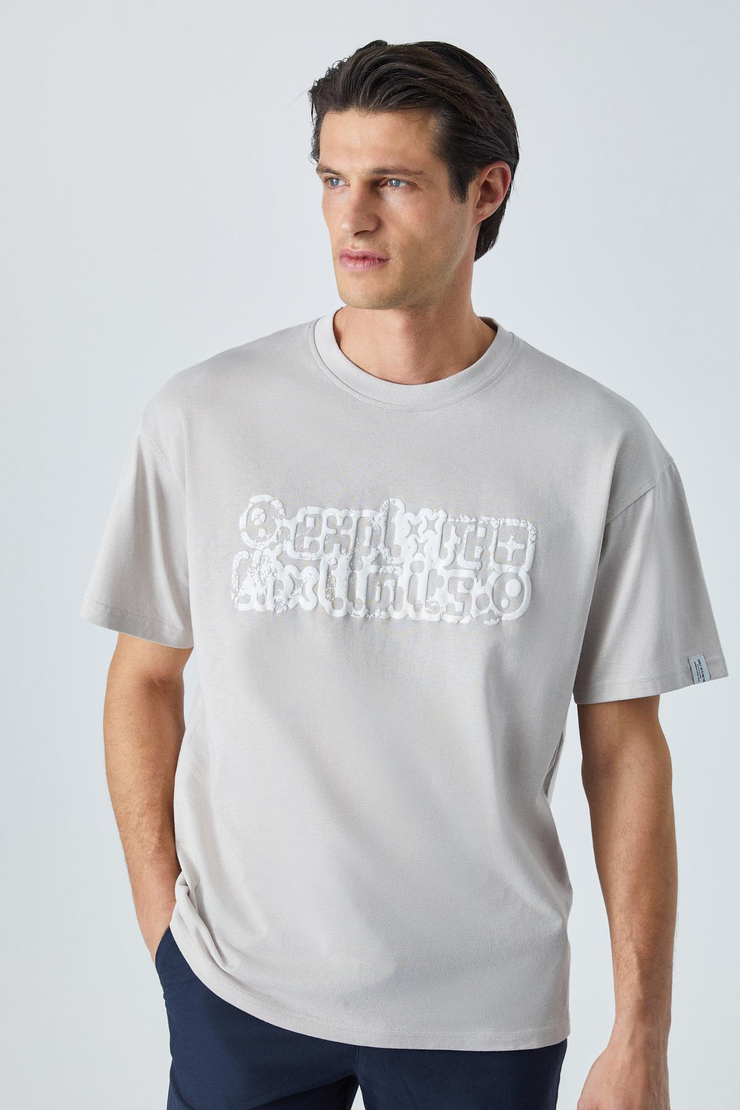 LIMITS Erkek Oversize Fit Gri T-Shirt
