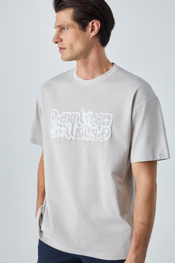 LIMITS Erkek Oversize Fit Gri T-Shirt