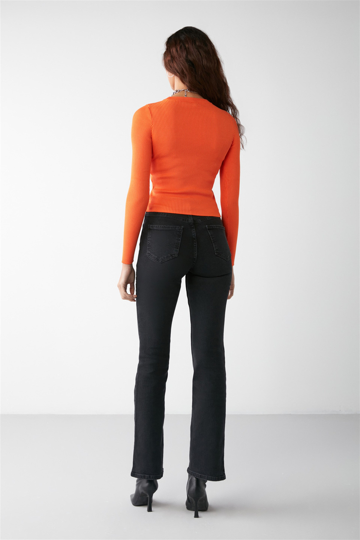 LINA Dokuma Slim Fit Turuncu  Bluz