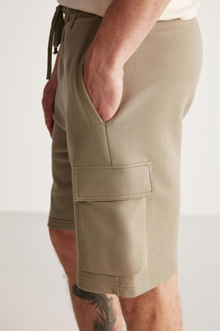 LIONEL Örme Regular Haki Tekli Şort