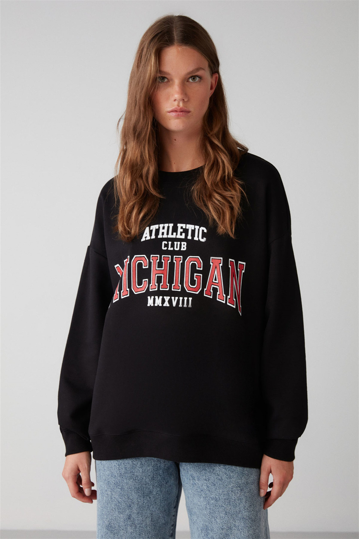 LIZA Örme Relaxed Siyah  Sweatshirt