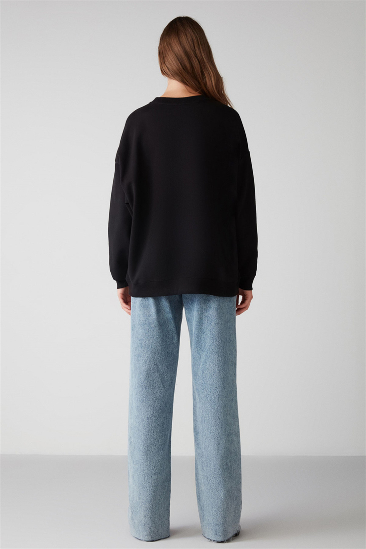 LIZA Örme Relaxed Siyah  Sweatshirt