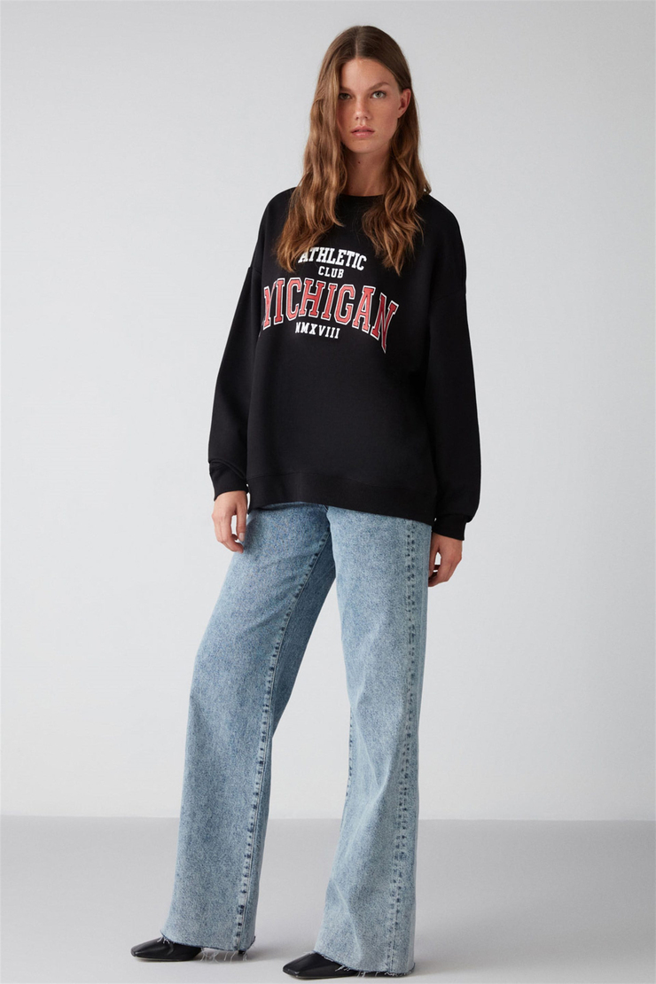 LIZA Örme Relaxed Siyah  Sweatshirt