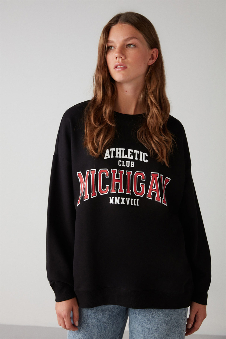 LIZA Örme Relaxed Siyah  Sweatshirt