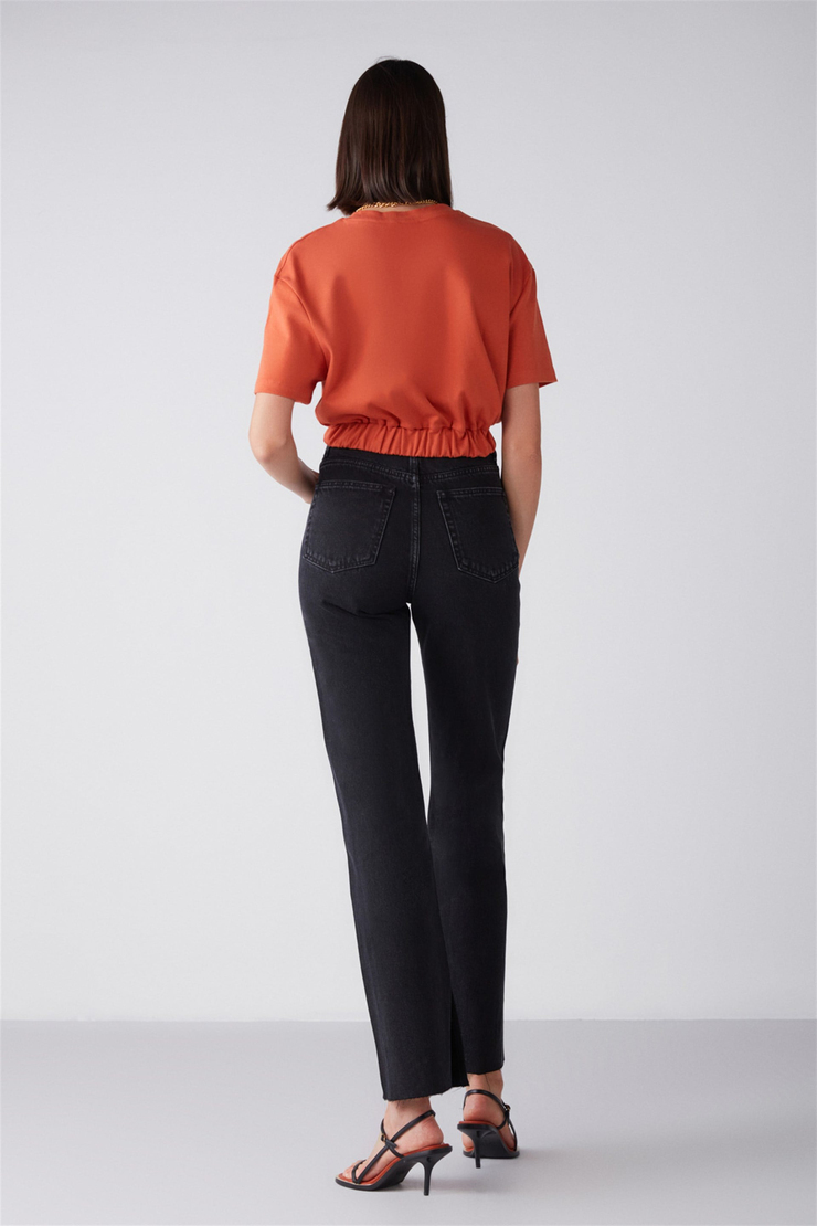 LOLA Örme Crop Fit Kiremit Rengi  Bluz