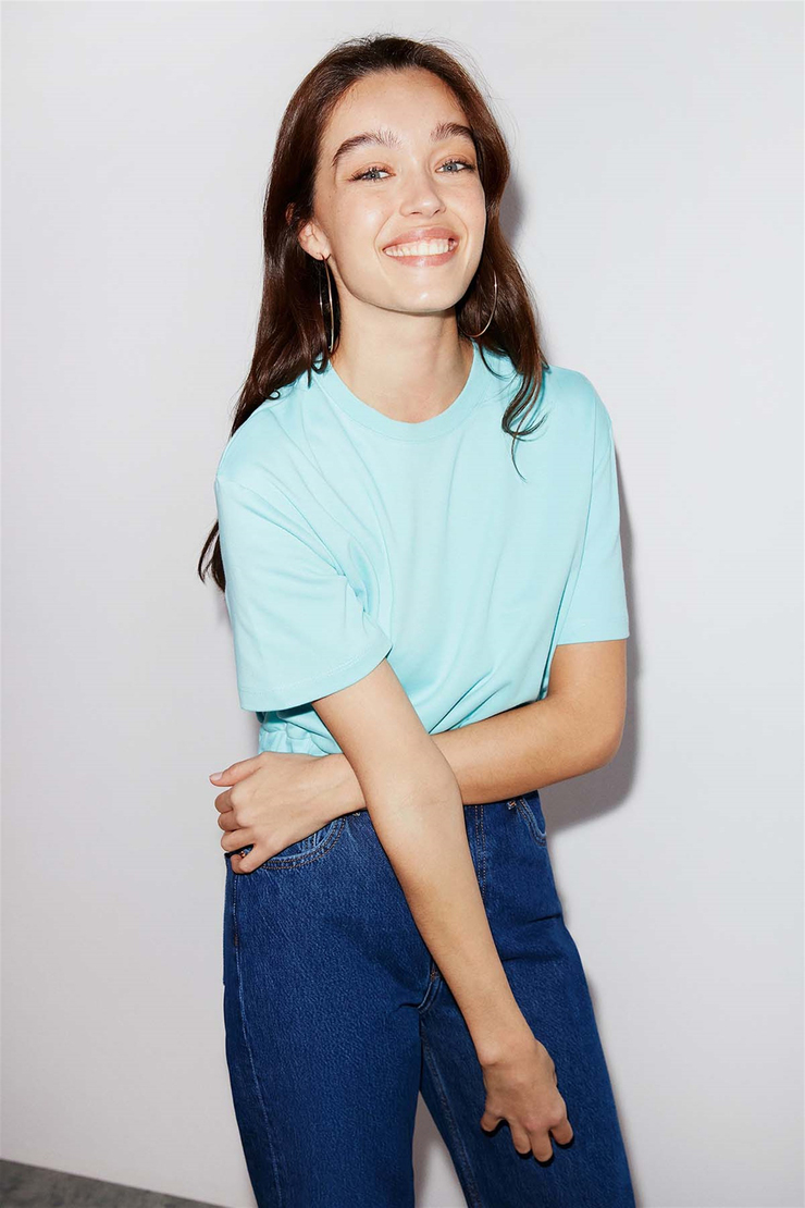 LOLA Örme Crop Fit Mint Yeşil  Bluz