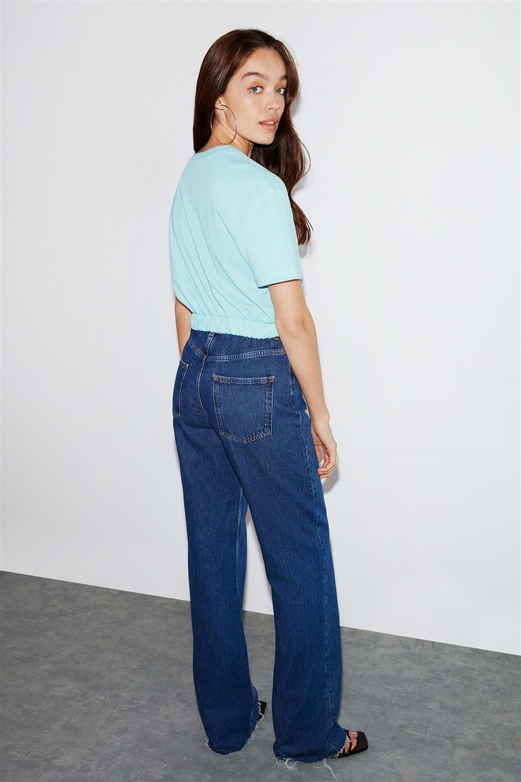 LOLA Örme Crop Fit Mint Yeşil  Bluz