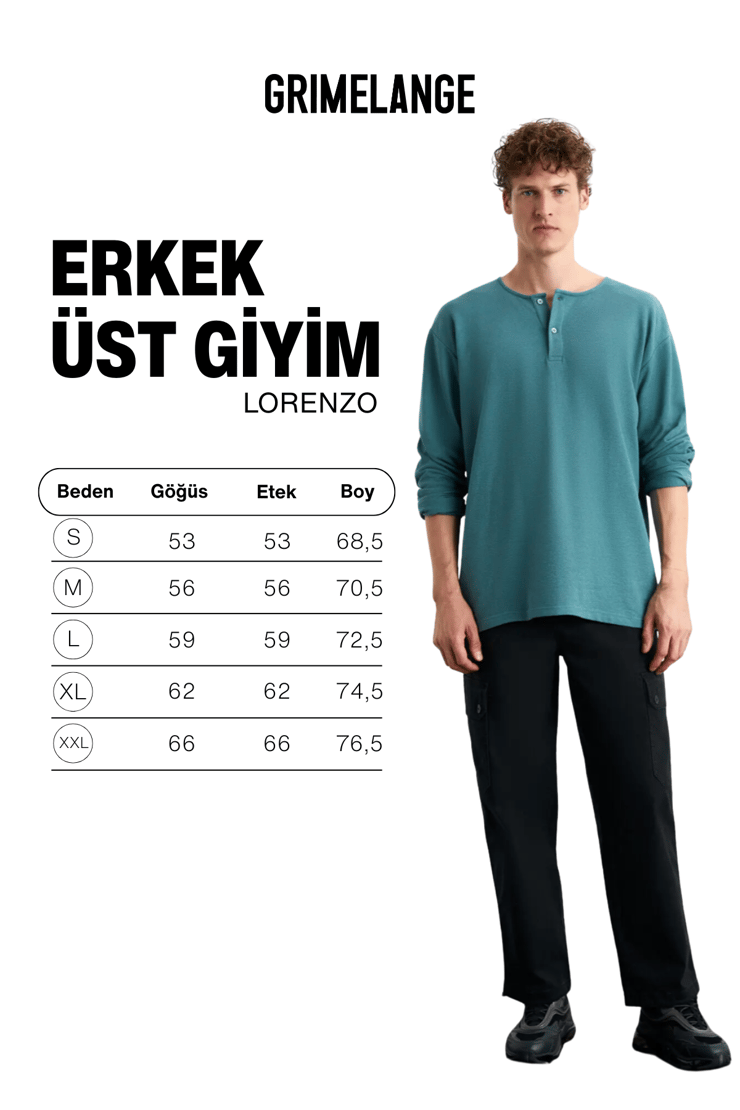 LORENZO Erkek Yaka Özel Dokulu Kumaşlı Regular Fit Yeşil T-Shirt