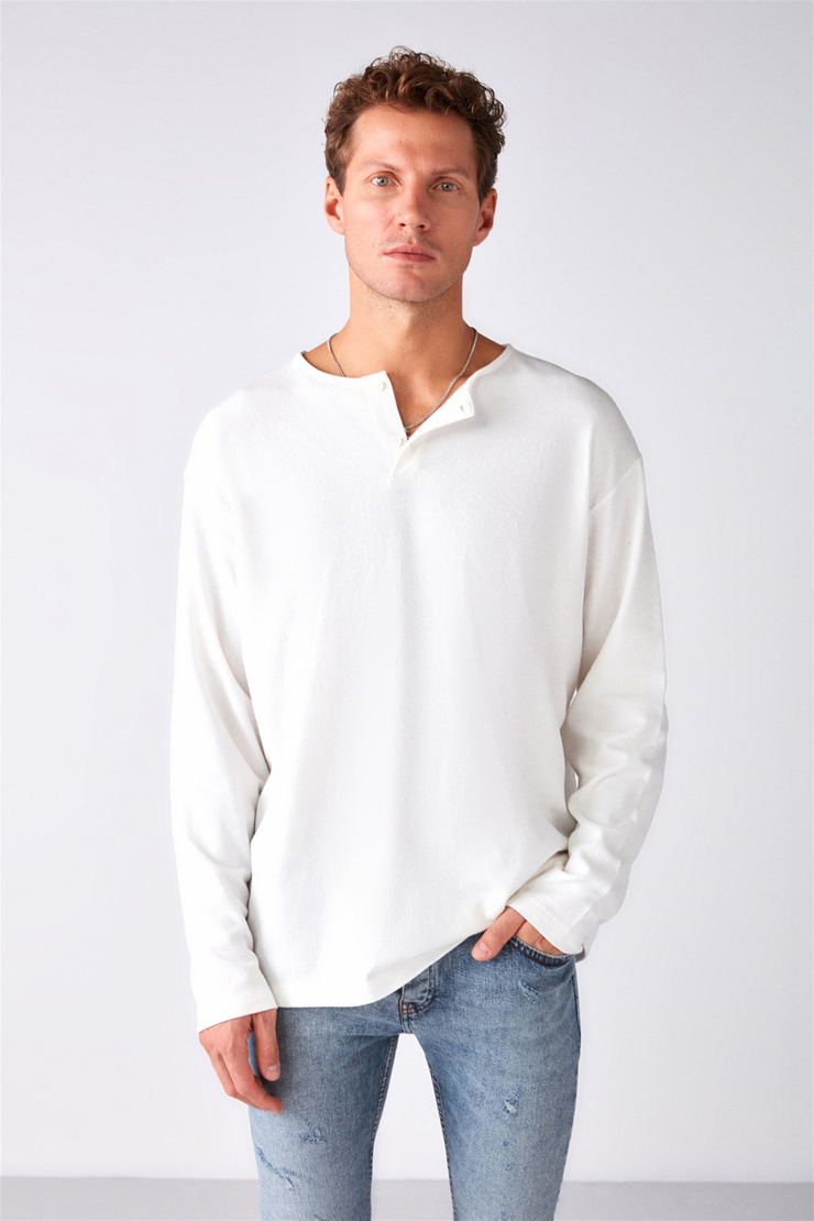 LORENZO Örme Regular Ekru  Sweatshirt