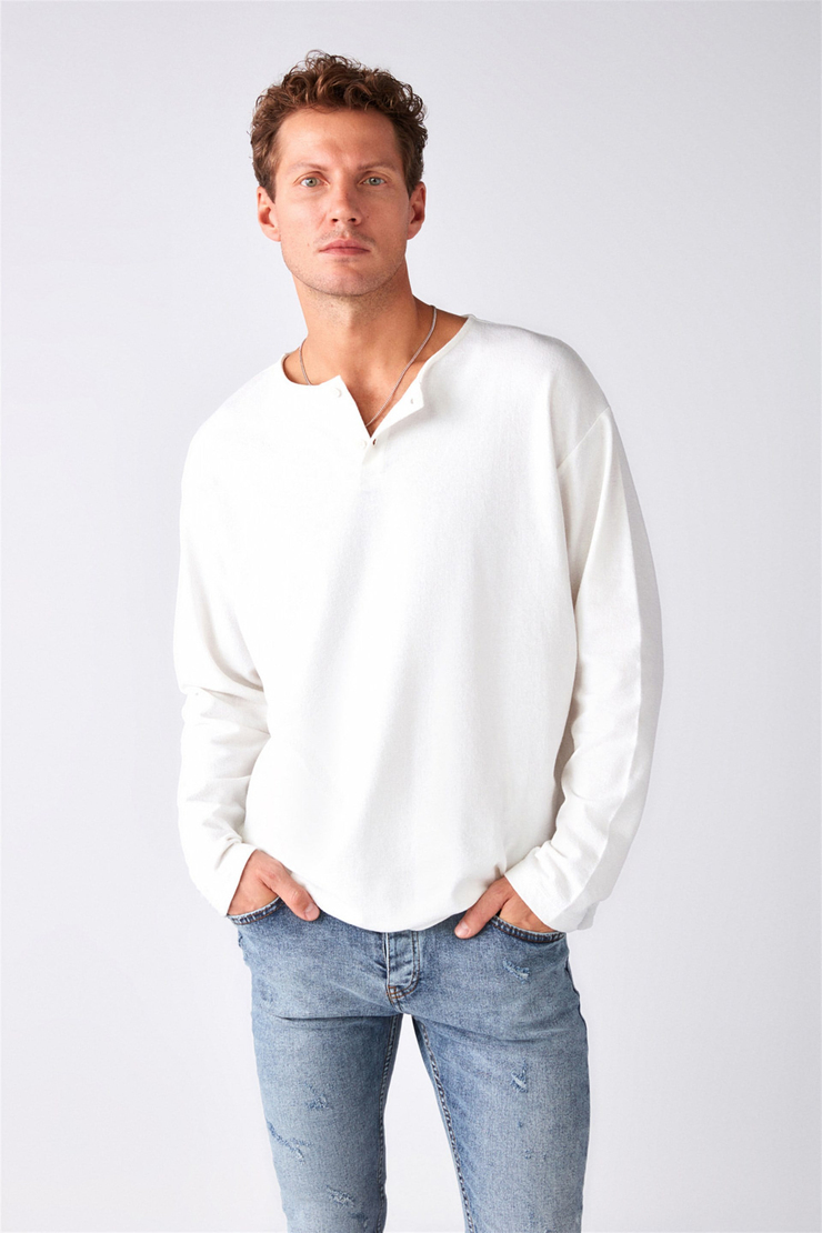 LORENZO Örme Regular Ekru  Sweatshirt