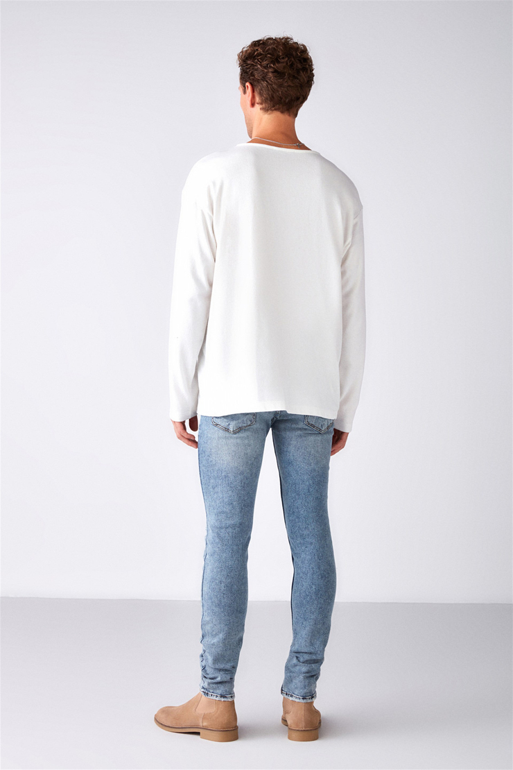 LORENZO Örme Regular Ekru  Sweatshirt