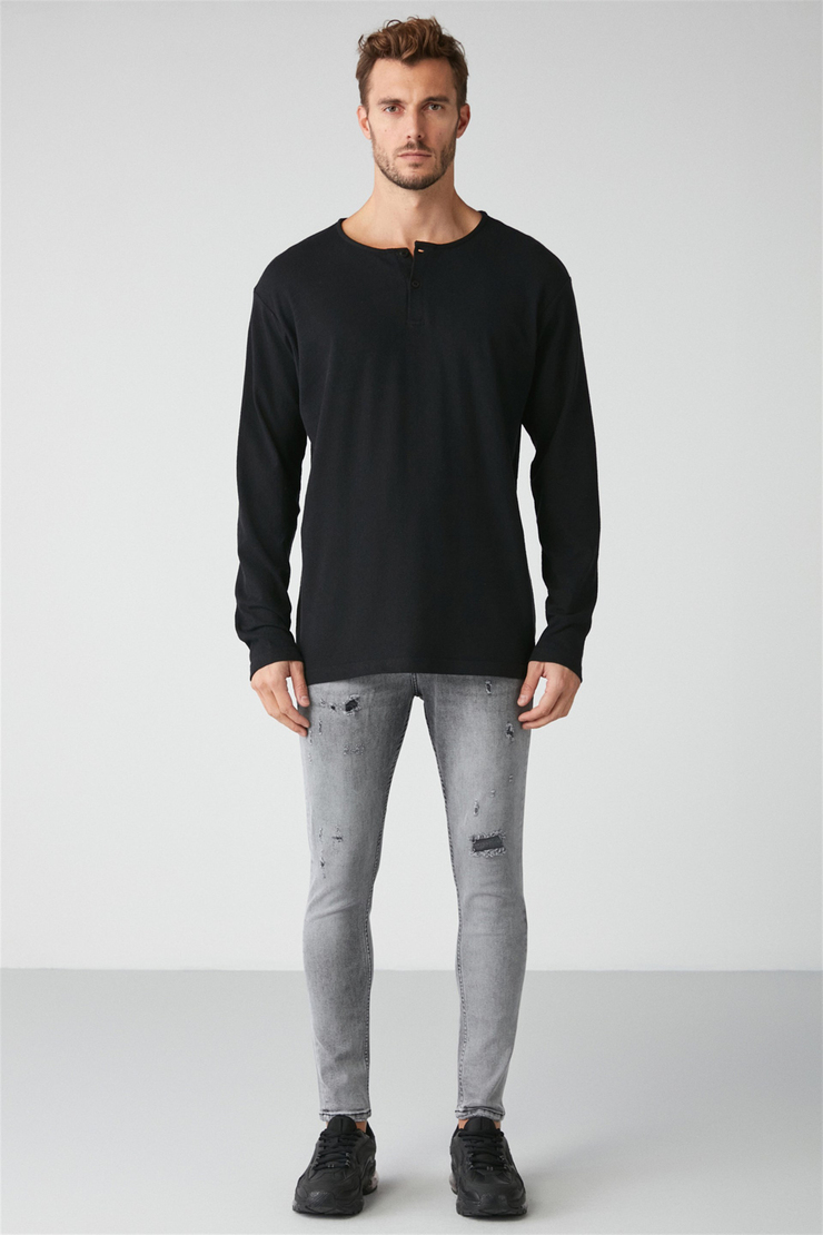 LORENZO Örme Regular Siyah  Sweatshirt