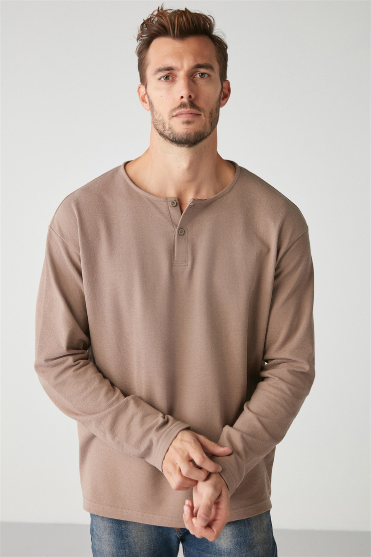LORENZO Örme Regular Vizon  Sweatshirt
