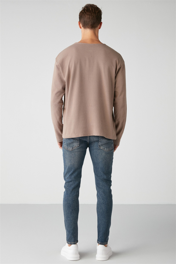 LORENZO Örme Regular Vizon  Sweatshirt