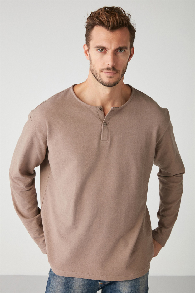 LORENZO Örme Regular Vizon  Sweatshirt