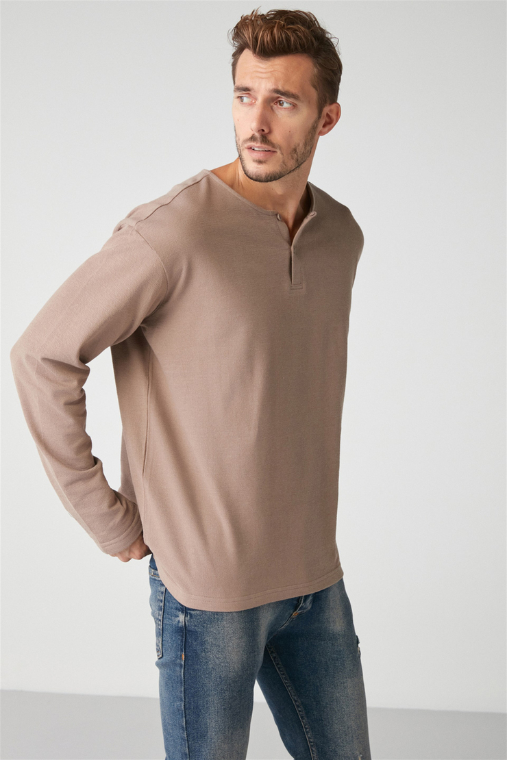 LORENZO Örme Regular Vizon  Sweatshirt
