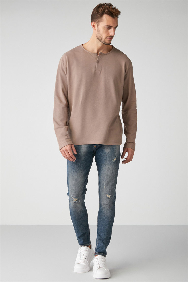 LORENZO Örme Regular Vizon  Sweatshirt