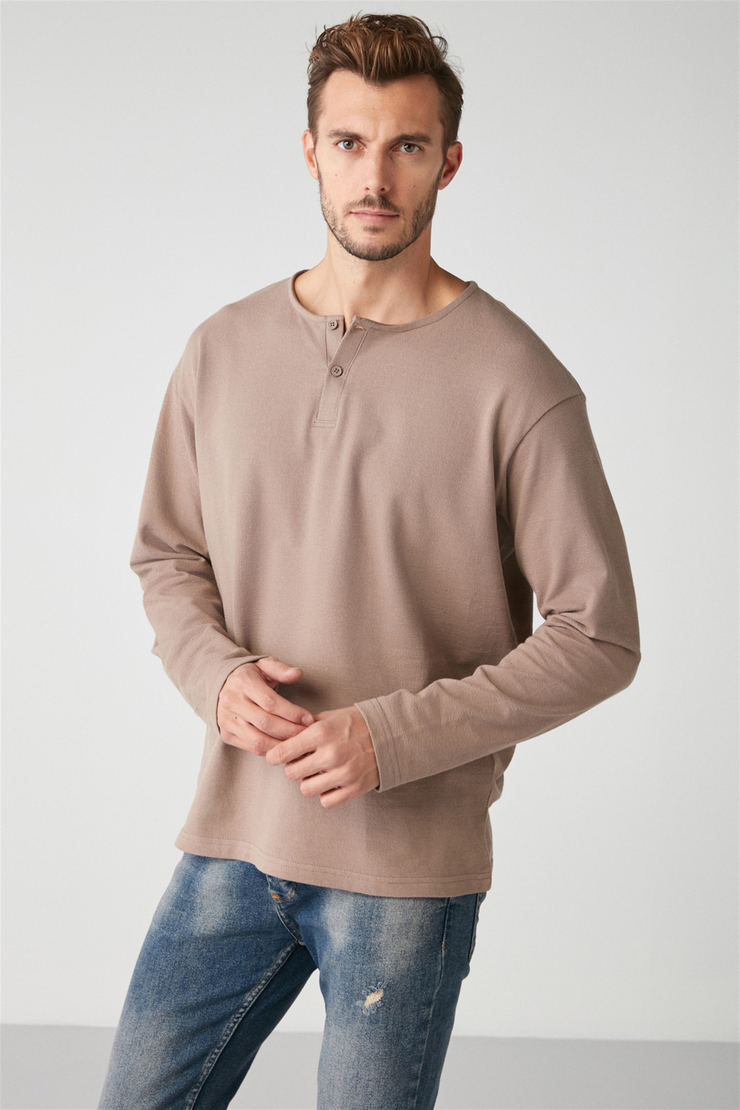 LORENZO Örme Regular Vizon  Sweatshirt