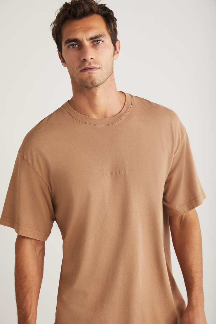 LOUİS Basic Relaxed Vizon Tekli T-Shirt