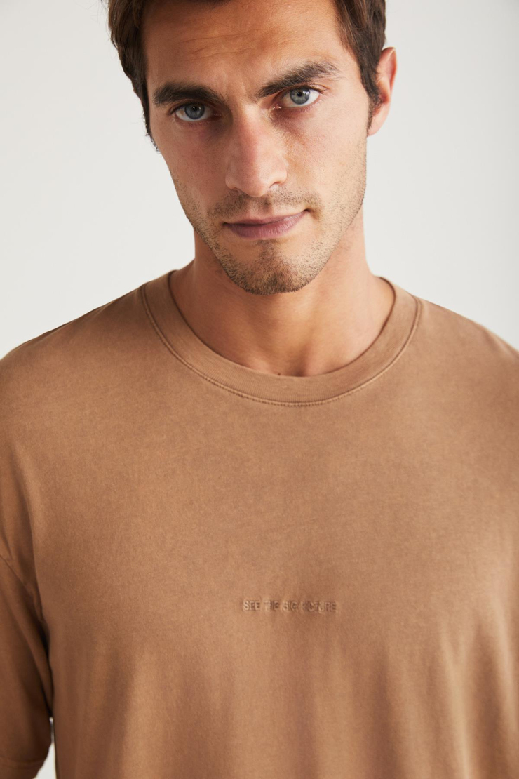 LOUİS Basic Relaxed Vizon Tekli T-Shirt