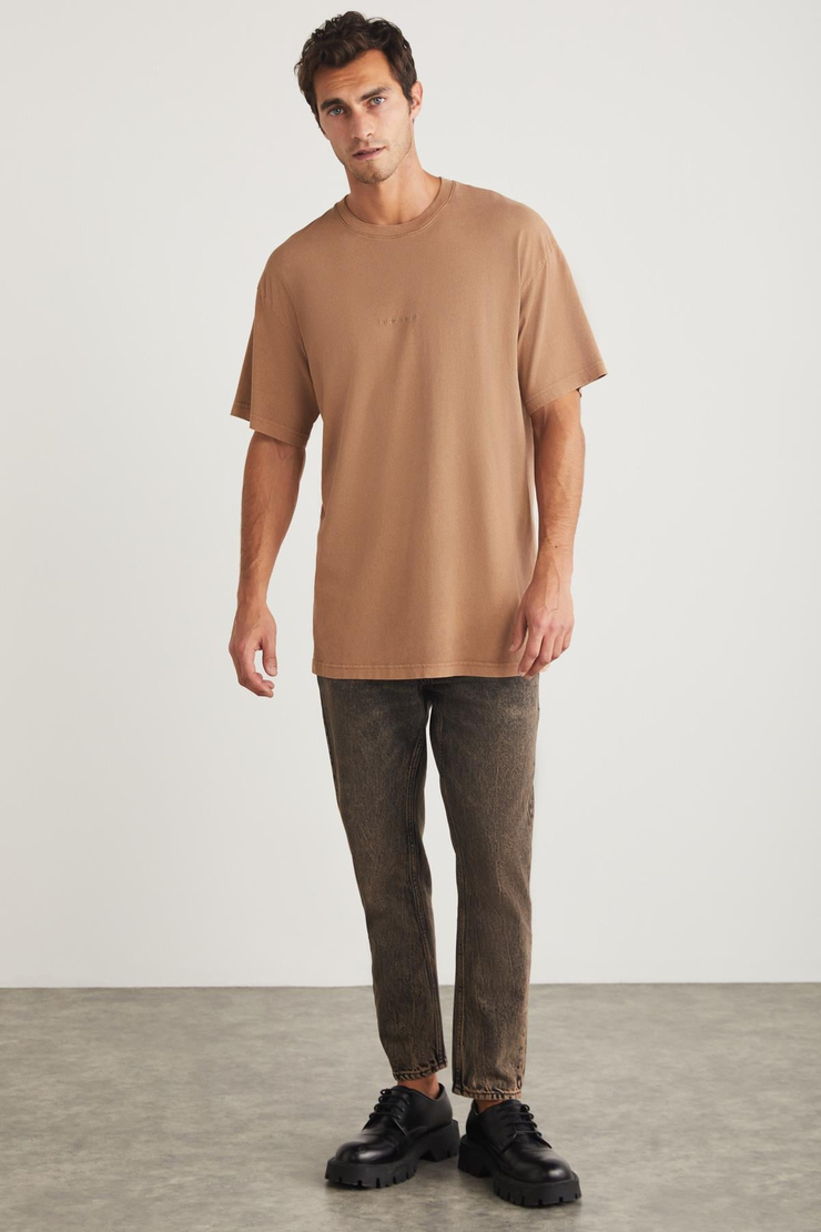 LOUİS Basic Relaxed Vizon Tekli T-Shirt