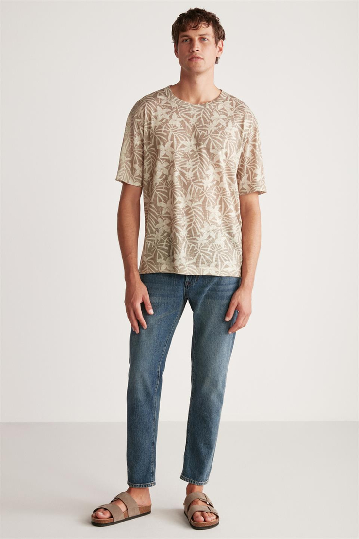 LUCAS Örme Regular Haki - Desenli Tekli T-Shirt
