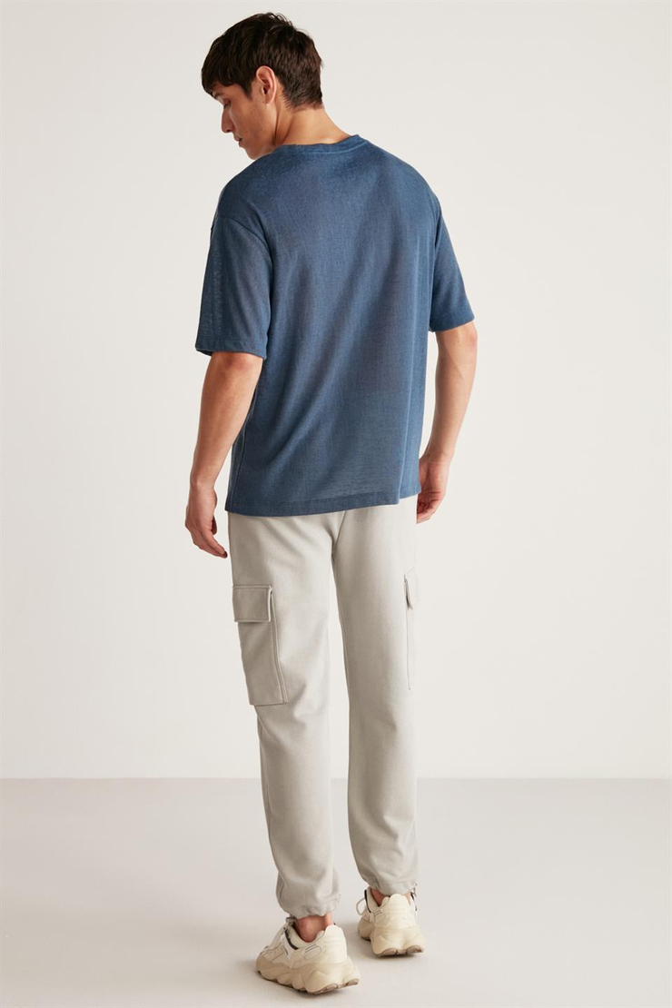 LUCAS Örme Regular Lacivert Tekli T-Shirt