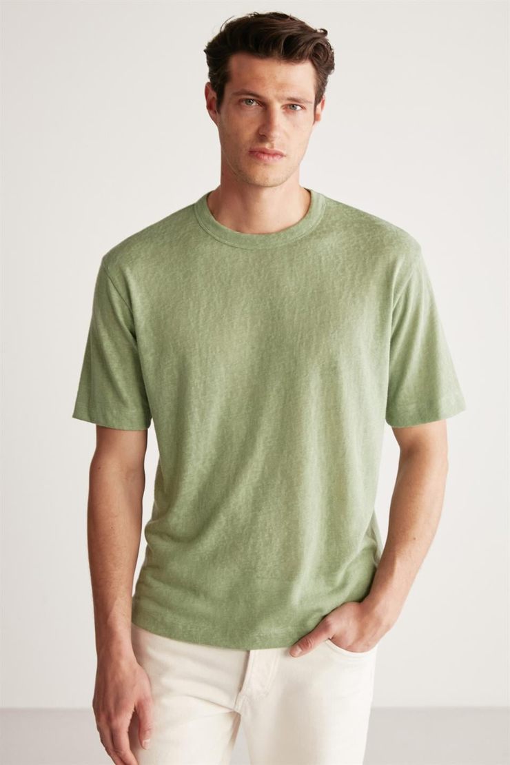 LUCAS Örme Regular Yeşil Tekli T-Shirt