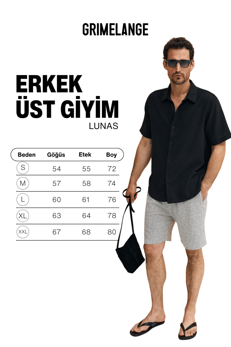 LUNAS Erkek %100 Organik Pamuklu Vucuda Oturan Regular Fit Siyah Gömlek