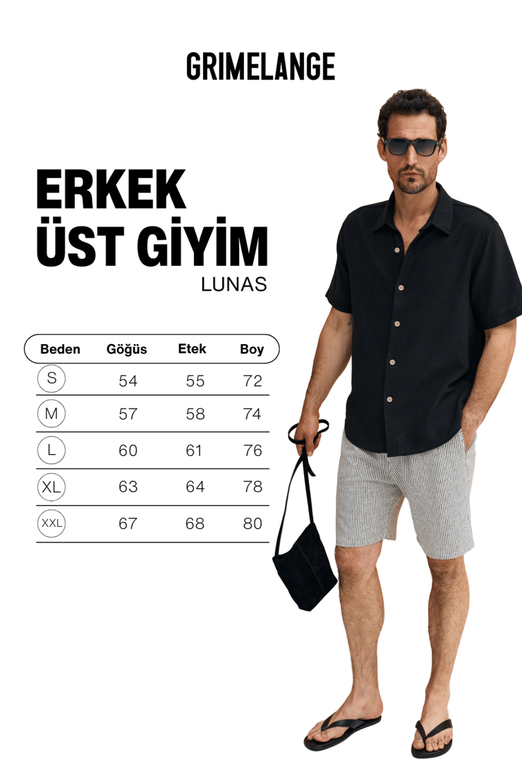 LUNAS Erkek %100 Organik Pamuklu Vucuda Oturan Regular Fit Siyah Gömlek