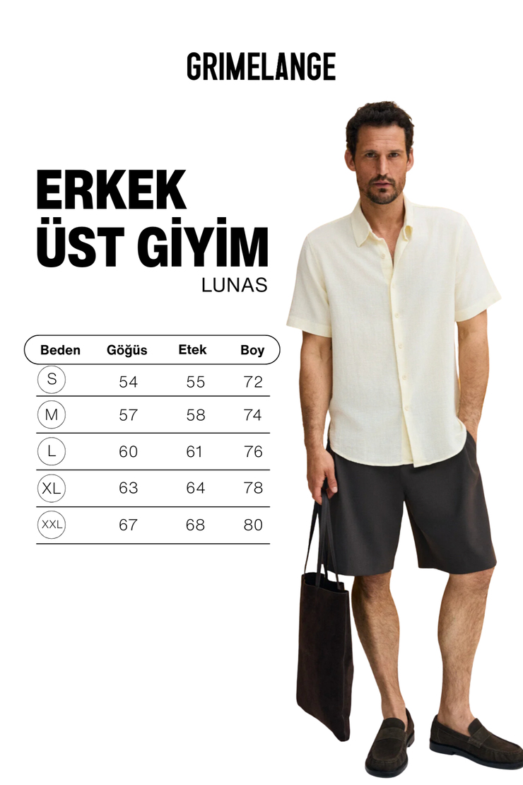 LUNAS Erkek %100 Organik Pamuklu Vucuda Oturan Regular Fit Vanilya Gömlek