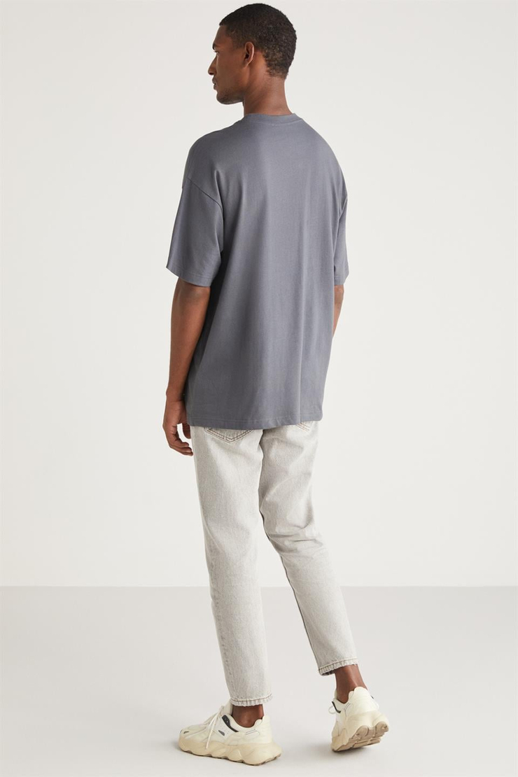 LYLE Örme Relaxed Antrasit Tekli T-Shirt